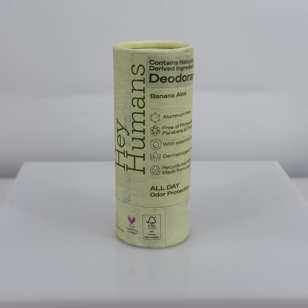 Hey Humans Natural Deodorant Banana Aloe Aluminum Free 2oz Plastic Free